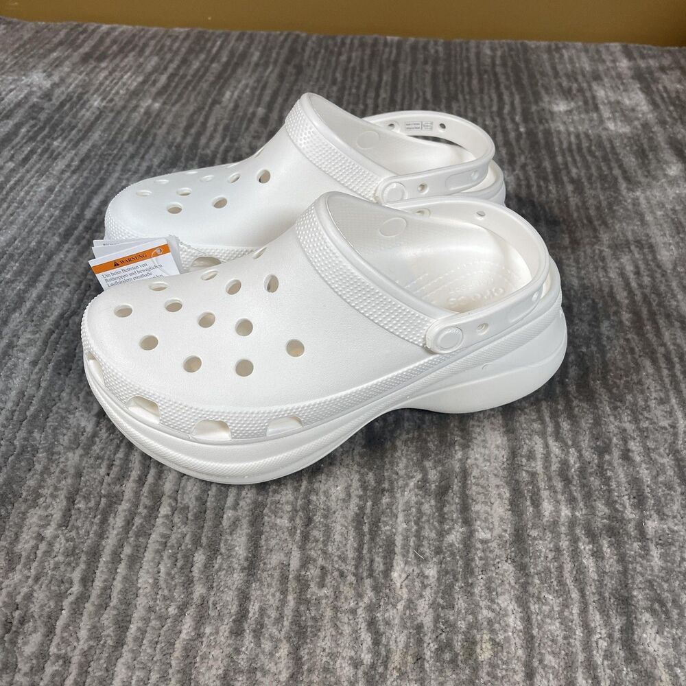 Crocs Classic Bae Clog Shoes Womens 9 White Platform Slip On Comfort Sandals - Picture 3 of 7